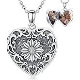 Cargari Locket Pendant Necklace for Women, 925 Sterling Silver Dainty Photo Necklace, Christmas Valentine's Day Mother's Day Memorial Jewelry Gifts (With Gift box)