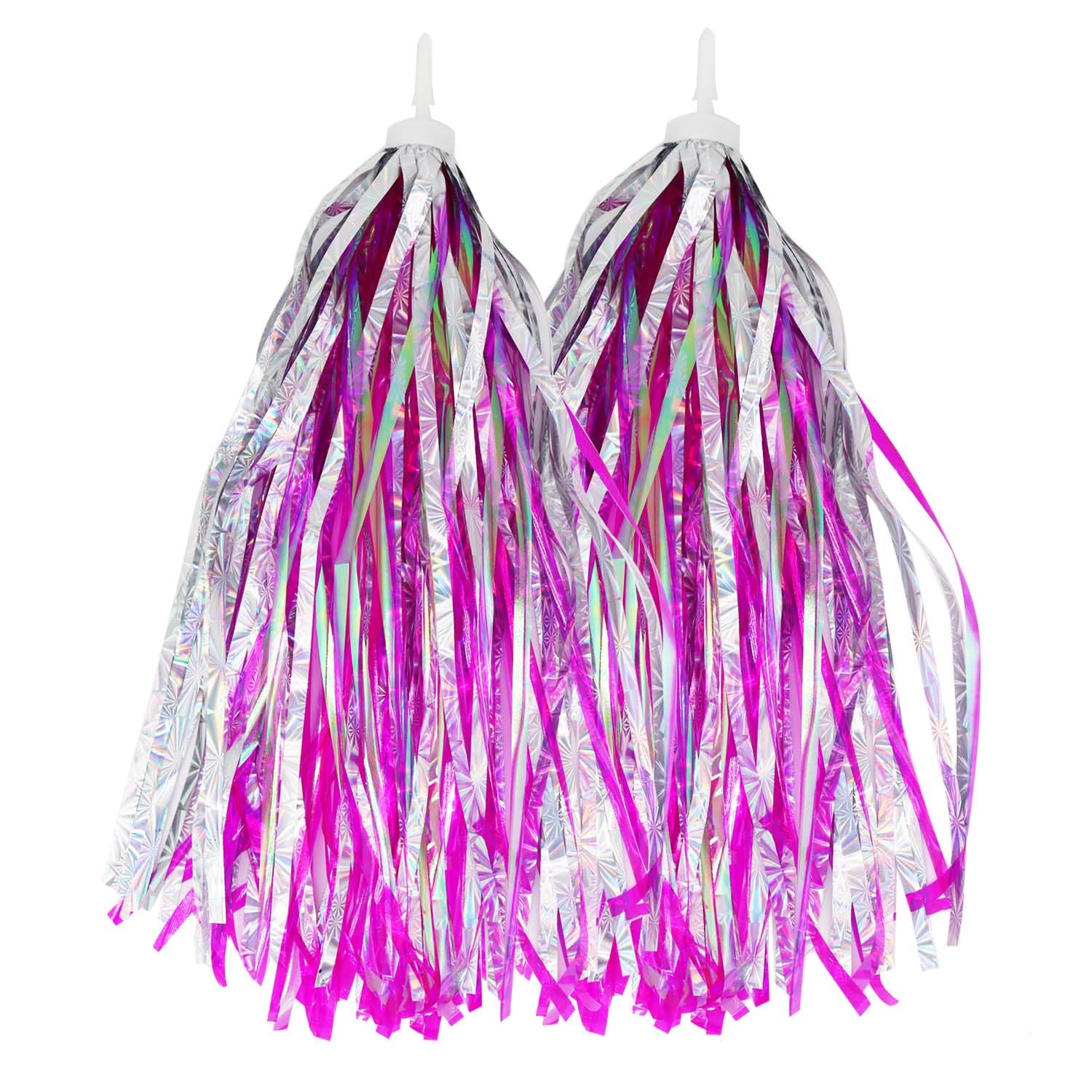 PLATT Kid's Bicycle Handlebar Streamers Colorful Ribbons Tassel for Girls Boys Bicycle Handlebar Scooter Handgrip (1Pair) (Pink B)