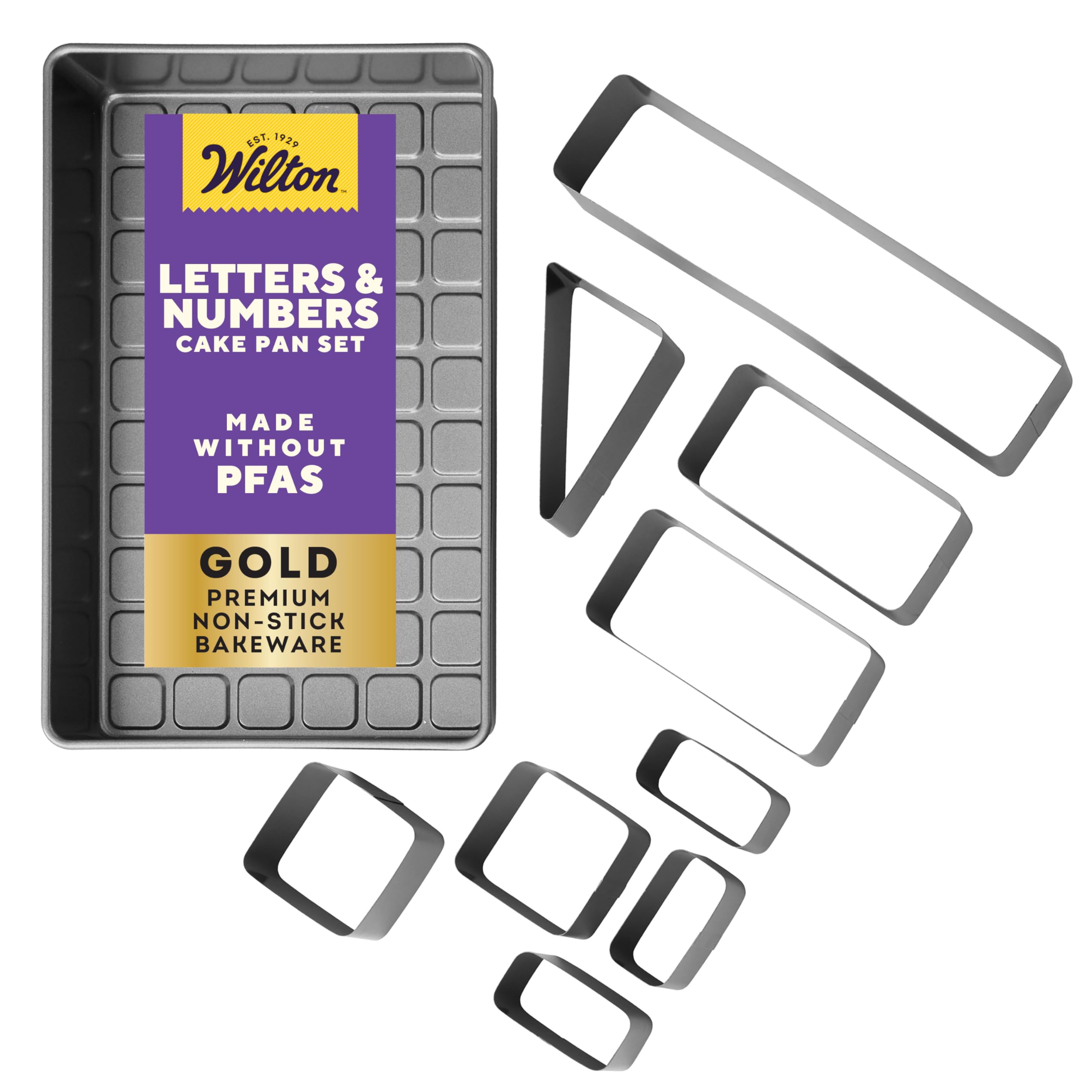 Wilton Numbers and Letters Cake Pan Set, Aluminium, Silver, 36,5 x 22,5 x 5,08cm