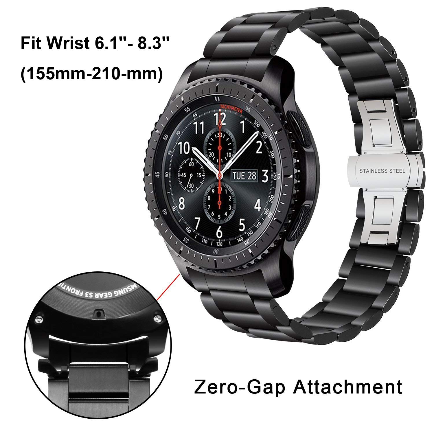 Gear S3 Classic/Frontier Bands, iWonow 22mm Stainless Steel Strap Zero Gap Bracelet Wristband Replacement for Samsung Gear S3 Classic/Frontier, Moto ...