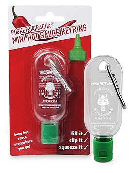Mini Sriracha Taschen Flasche - Hot Chili Sauce Schlüsselanhänger - Deine Heiße Soße Für Unterwegs - 1 PACK (ohne Inhalt) – 3