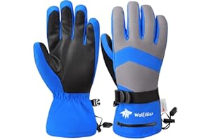 WOLFILIST Ski Gloves Waterproof Windproof - 3M Thinsulate Insulated Warm Snow Gloves, Snowboard Gloves with Zipper Pocket, Touchscreen Winter Gloves for Men Women