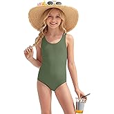 YooAurvox Girls One Piece Swimsuits 3-12Y Quick Dry Cutout Back Bathing Suit Toddler Wide Straps Crotch Liner Beach Swimwear