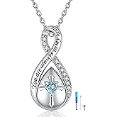 ZOEXUE Infinity Cross Cremation Jewelry - S925 Sterling Silver Cross Urn Necklace for Women - Birthstone Cross with Heart CZ Ashes Keepsake Pendant Memorial Urn Jewelry Gift for A Loss Loved Ones