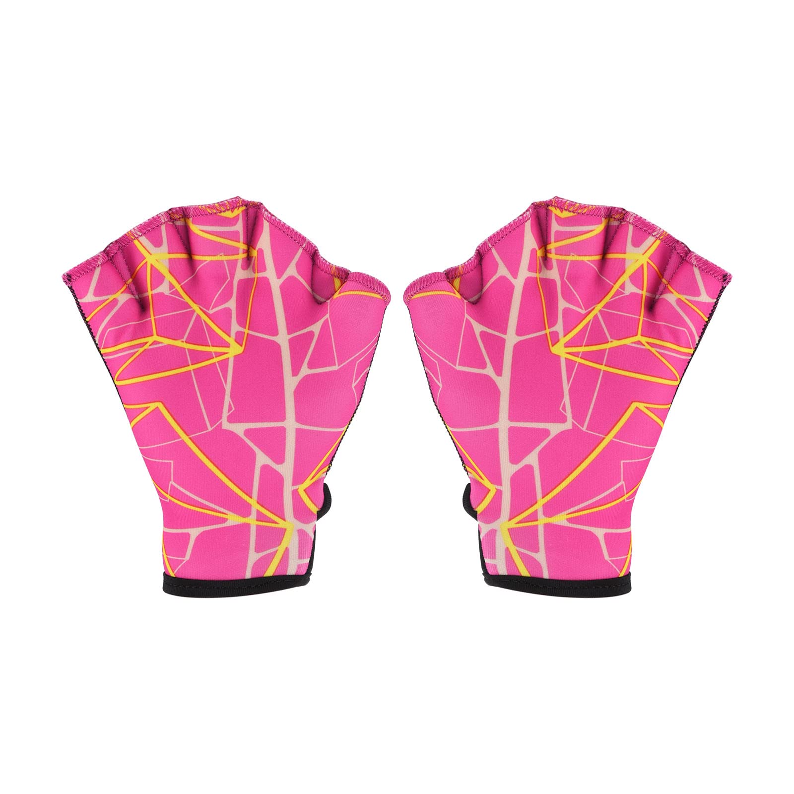 PATIKIL Webbed Swim Gloves, Swimming Aquatic Gloves Printing Water Resistance Training Accessories for Swimming and Diving, S, Rose Red