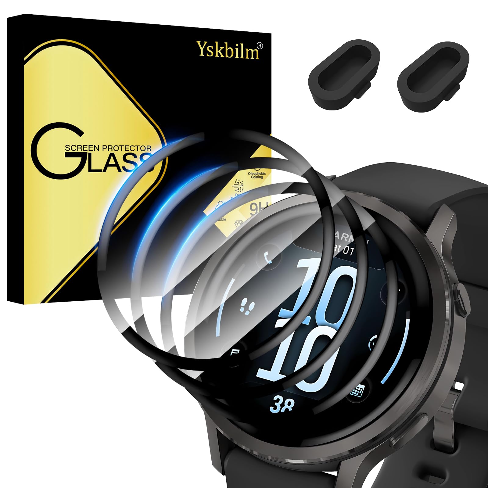 Photo 1 of ?3+2 Pack? for Garmin Venu 4 41mm Screen Protector + Silicone Anti-dust Plugs,[Anti-Scratch] 3D Full Screen Coverage Soft Film,Anti Scratch HD Clear Screen Protector for Garmin Venu 4 41mm