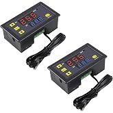 Coliao 2pcs Digital Temperature Controller W3230 Digital LED Thermostat Switch with Waterproof Probe DC 12V Programmable Heating Cooling Electronic Thermostat Control -50℃ to 120℃