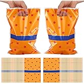 SAVITA 50pcs Anime Party Favors Goodie Bags, Plastic Yellow Blue and Red Stars Prints Cookies Candy Treat Gift Bags with Handles for Kids Boys Girls Cartoon Birthday Party Decoration Supplies