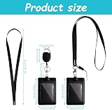 NiceLand 2-Sided PU Leather ID Badge Holder with Lanyard & Reel - Black view 2