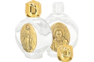 Didiseaon 2 Pcs Holy Water Bottle - Empty Glass Christian Catholic Refillable Bottle with Screw Lid, Portable Jesus Holy Wate