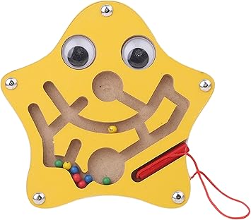 Simple Days Magnetic Pen Driving Bead Maze Wooden Jigsaws Puzzle Board Game Educational Toy - Starfish