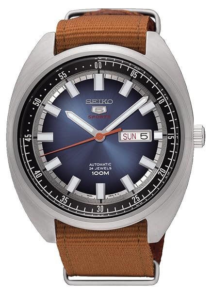 Seiko Herren Analog Automatik Uhr mit Stoff Armband SRPB21K1