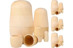 BESPORTBLE 4Set Blank Wooden Nesting Dolls DIY Matryoshka Kit for Family Craft Unpainted Russian Doll for