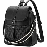 VX VONXURY Backpack Purse for Women Fashion Anti-Theft PU Leather Backpack Shoulder Bag Convertible 2 Ways for Travel Work,Black
