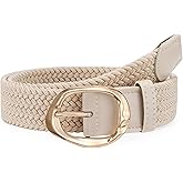 JASGOOD Braided Elastic Belt for Women Stretchy Woven Golf Belt Casual Web Belt for Jeans Pants
