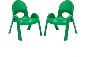 ANGELES Children’s Factory Value Stack 9" Child Chair, Shamrock Green, 2 Pack, Stackable Ergonomic Seating Solution for Classrooms and Homeschools