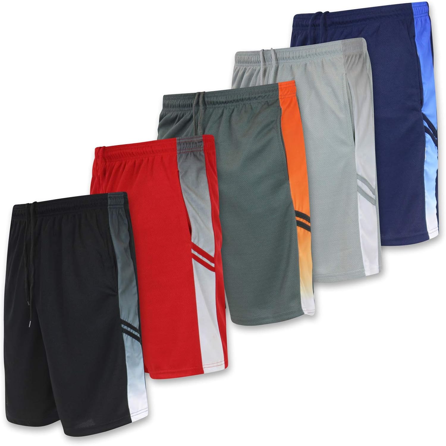 Real Essentials Men's Active Athletic Performance Shorts with Pockets - 5 Pack at  Men’s Clothing store