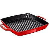 STAUB Dust 40511-685-0 Rectangular Griddle with Two Handles, 28 cm, cast Iron, Cherry red