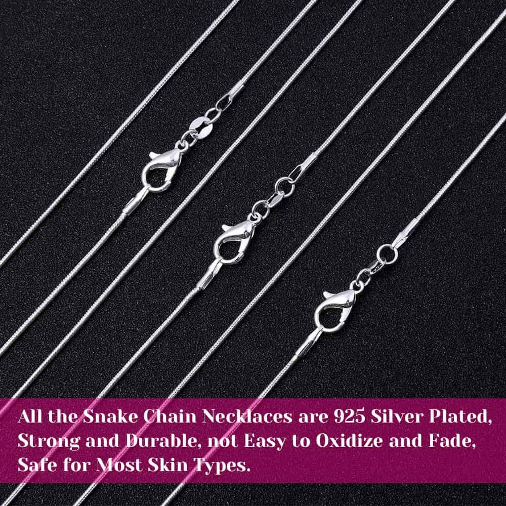 PAXCOO PAXCOO 30 Pack Necklace Chain Silver Plated Necklace Snake Chains Bulk for Jewelry Making, 1.2 mm (18 Inches)