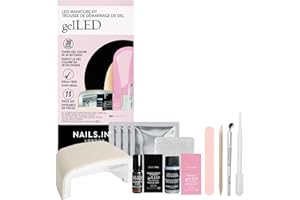 Nails Inc GelLED UV/LED Gel Nail Polish Manicure Starter Kit, Beginner Friendly, Art Manicure Salon At Home, LED Lamp, Pink Nail Polish, Manicure Tools, Primer, Base & Topcoat, Hema Free, 32 Pieces