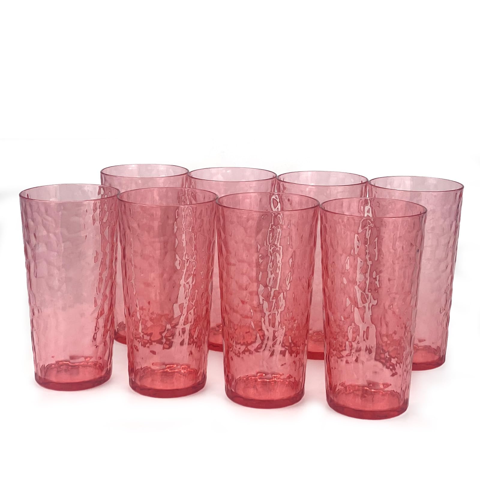 Yalin 24-Ounce Plastic Tumbler Acrylic Drinking Glasses, Reusable Plastic Cups, Stackable, BPA-Free, Shatter Proof, Dishwasher Safe, Set of 8 (Pink) — image 1