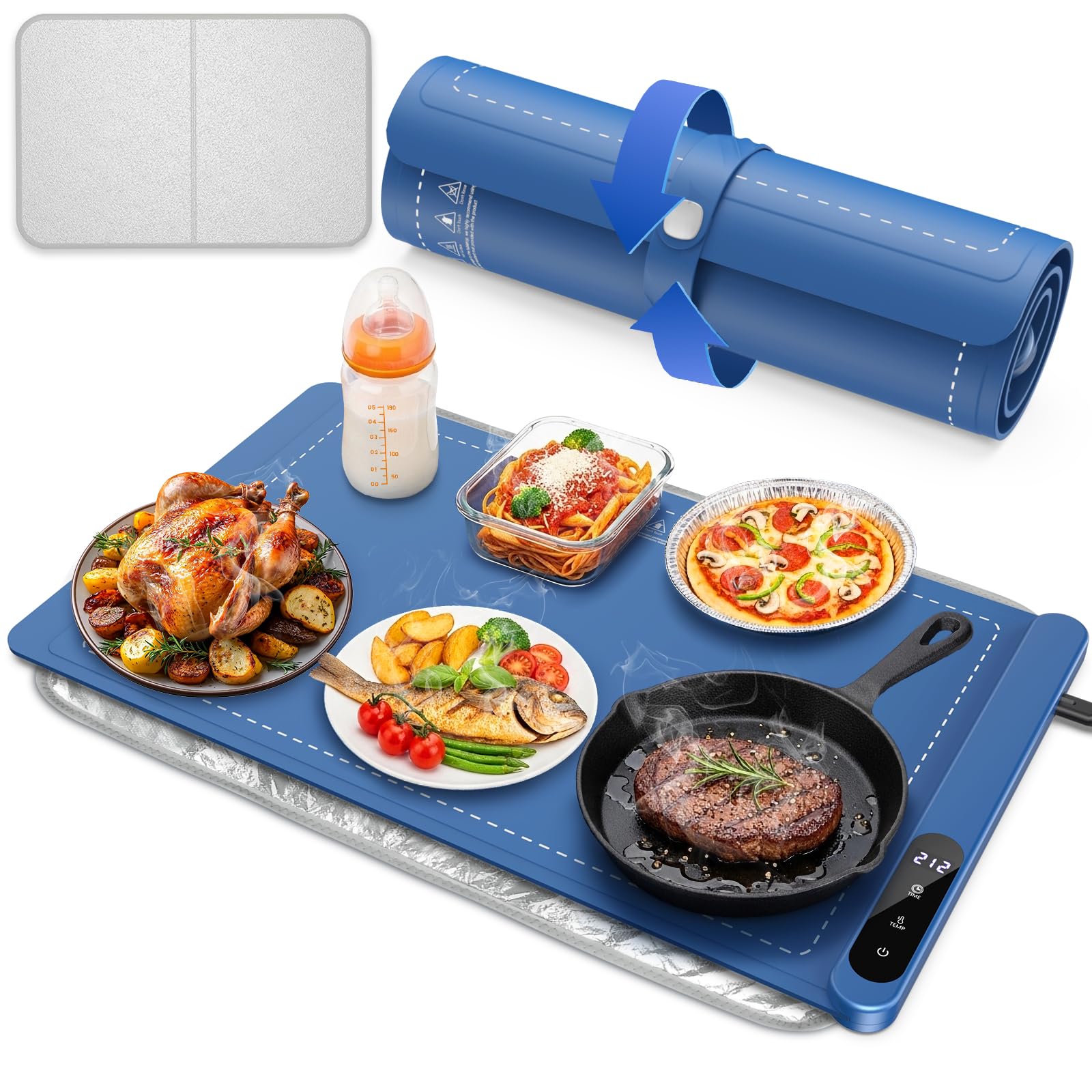 Photo 1 of *UNTESTED*
Warming Mat for Food - Rapid Full Surface Food Warming Mat, 6 Temp Settings, 6 H Timer Electric Warming Tray, Rollable Portable Warming Mat, Ideal for Parties, Buffets, Gatherings, 24x14 inch