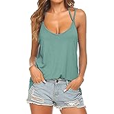 Tobrief Women's Sexy V Neck Halter Spaghetti Strap Backless Cami Tank Top