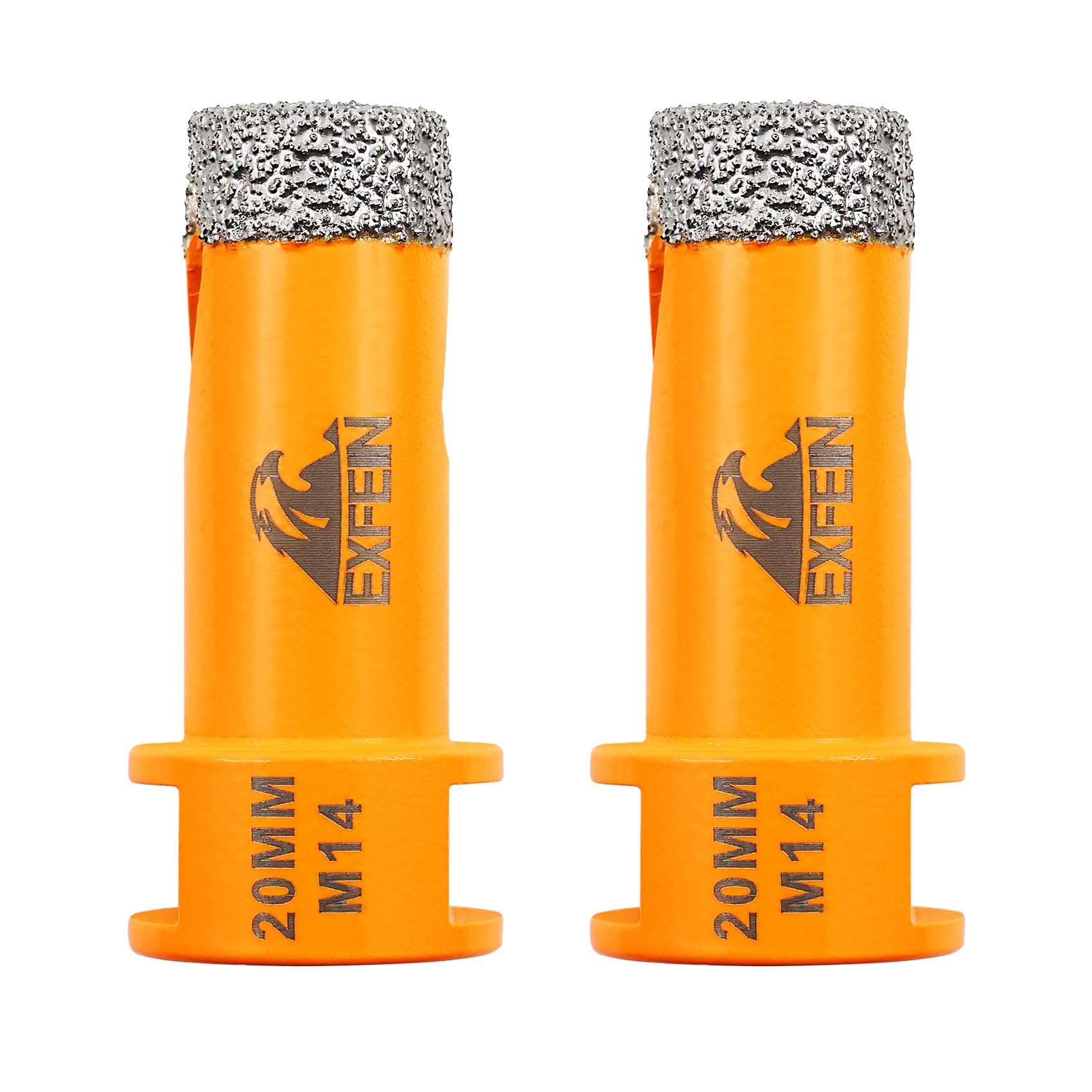 EXFEIN Diamond Tile Drill Bit - 2pcs 20mm Diamond Hole Saw for Drilling Ceramic Porcelain Tile Marble Brick Granite M14 Thread Dry Core Drill Bit