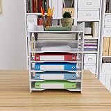 PUNCIA 7 Tiers Paper Tray A4 Desk Organizer White Filing Holder Office view 2