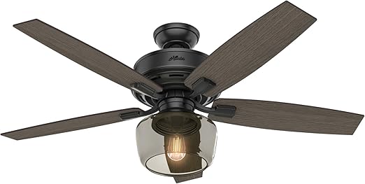 Hunter 52 Bennett Matte Black Ceiling Fan With Light With