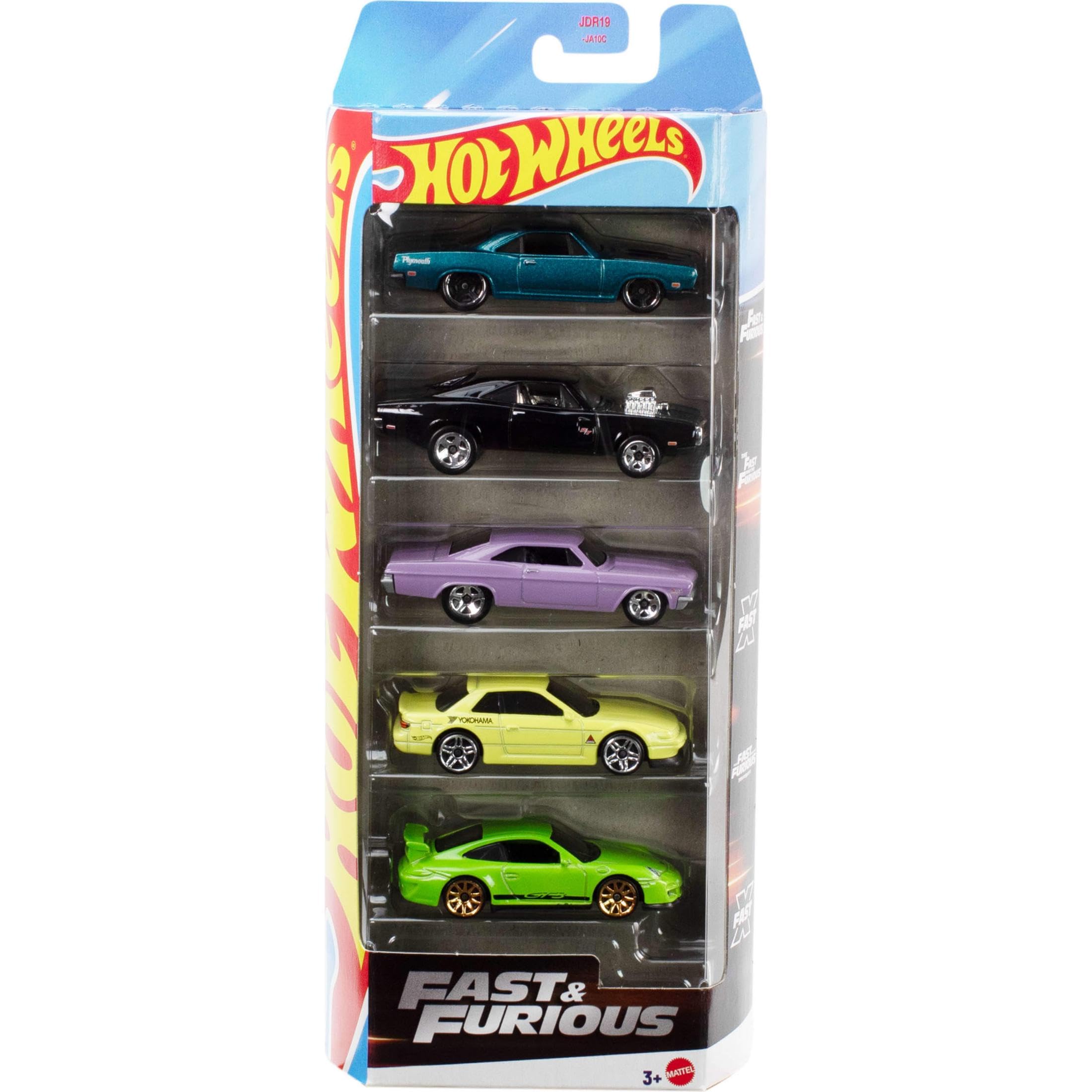 Hot Wheels Fast & Furious Toy Cars, Set of 5 1:64 Scale Die-Cast Vehicles Inspired by & Seen in The Fast Movies