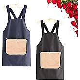 Apron with Removable Towel，Unisex Apron With Pockets ，Cross Back Design With Towel for Kitchen, BBQ & Crafting