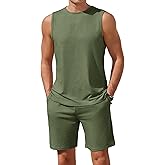 Ekouaer Men's Pajamas Set Workout Tank Top Pjs Sets with Shorts 2 Piece Soft Sleeveless Casual Sleep Shirts Loungewear S-XXL