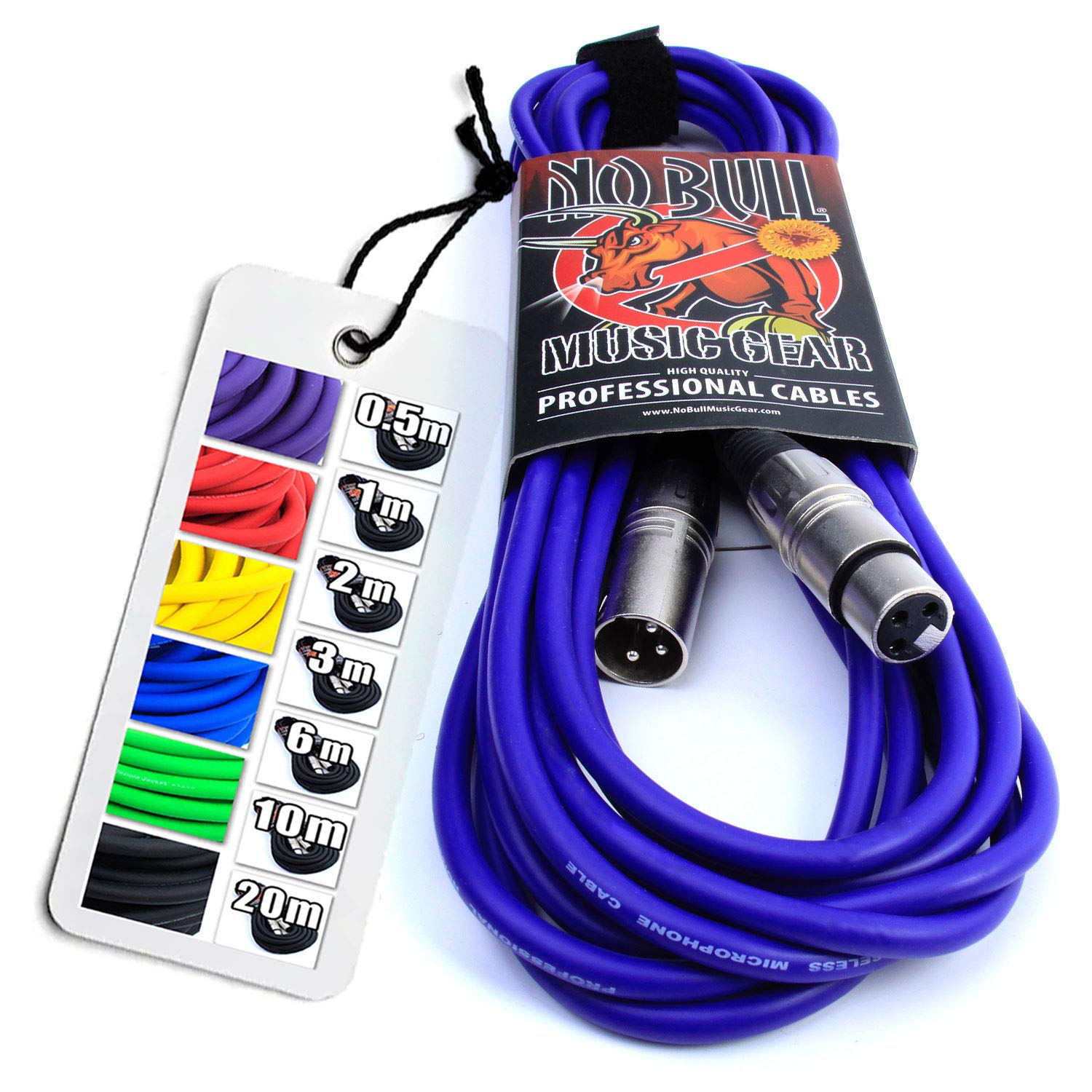 No Bull Nordell Music Gear' Premium XLR Cable (Purple, 6m): Achieve a Clearer Audio Signal with Balanced Male to Female Microphone Lead, plus Cable Tie