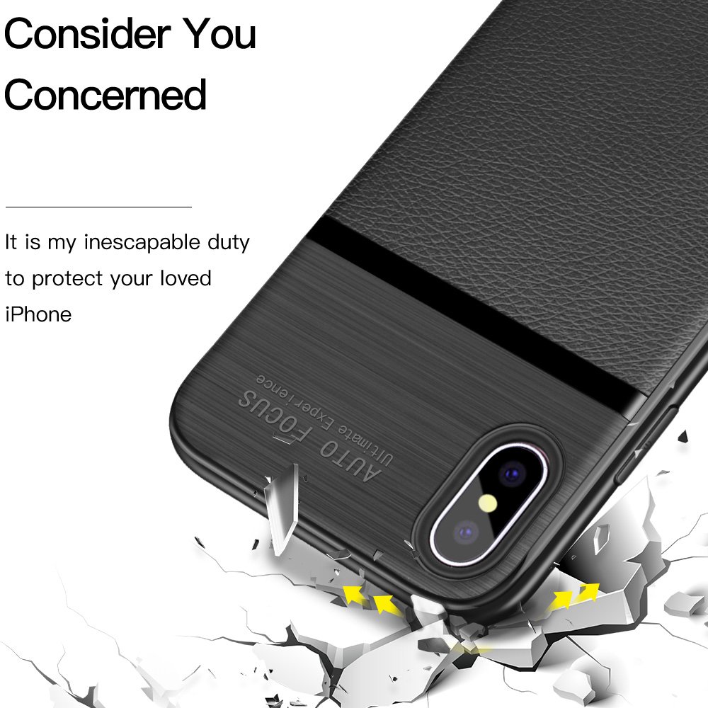 iPhone X Case, iPhone 10 Case, JASBON Soft TPU Brushed Carbon Fiber Phone Case Ultra Thin Breathable Cover Shockproof Protective Case for Apple iPhone X-Black