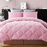 Decroom Lightweight Full Comforter Set with 2 Pillow Sham - 3 Pieces Set - Quilted Down Alternative Comforter/Duvet Insert for All Season - Pink - Full Size