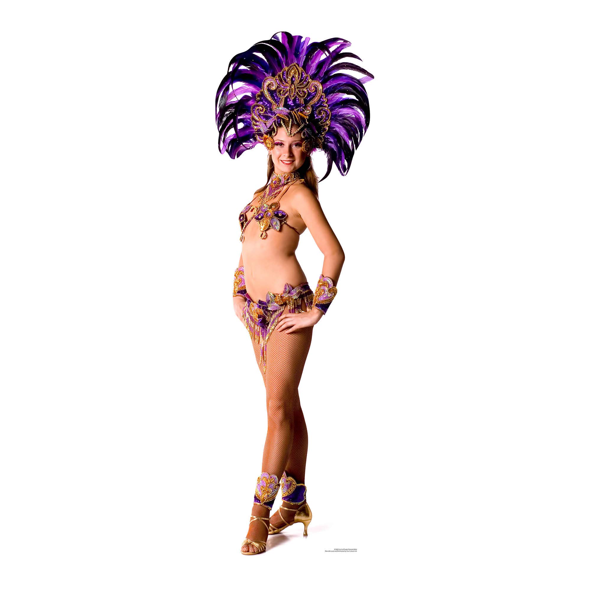 STAR CUTOUTS SC860 Carnival Purple Peacock Lady Dancing Cardboard Cutout Great for Fans, Parties and Collectors Height 194cm