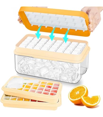 Amazon.com: Ice Cube Tray with Lid and Bin, ZZWILLB 64 pcs Ice