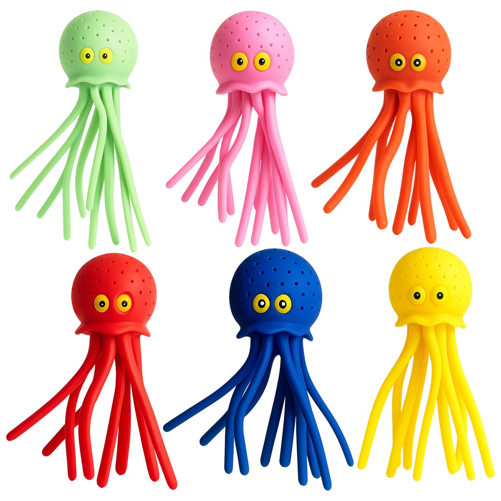 6PCS Octopus Bath Toy, Underwater Toy Buddy, Octopus Toy, Multi-Color Soft Bath Toy Swimming Toys, Floating Pool Toys, Cute Floating Kids Bath Toys for Kids Gift