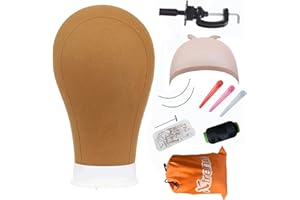 Xtrend 22" Brown Canvas Wig Head Poly Manikin Head for Making/Drying/Styling Wigs Model Training Head Professional Mannequin 