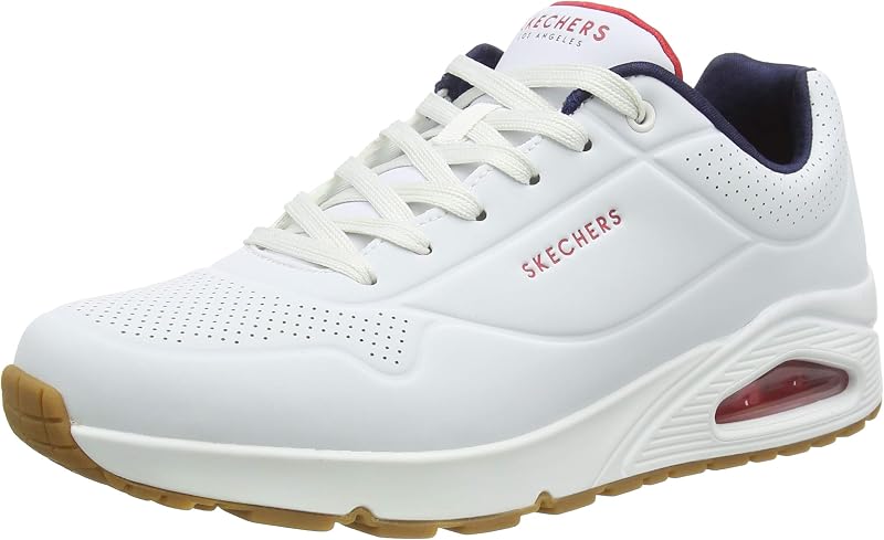 Uno Stand On Air, Scarpe da ginnastica Uomo, White Durabuck Navy Red Trim, 44 EU