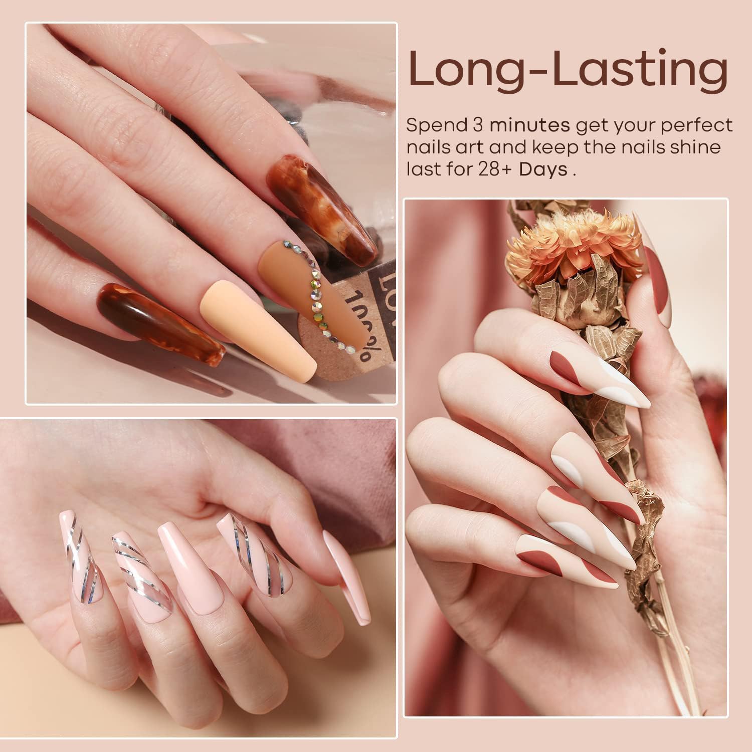 modelones Gel Nail Polish Kit -6 Colors Spring Nude Pink Gel Polish Set Skin Tones Neutral Brown Soak Off Gel Nail Kit Manicure DIY Nail Art Salon Home Gift - Image 4