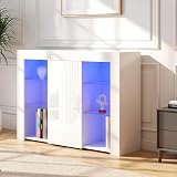 Panana Sideboard Cupboard Unit with 4 Glass Shelves RGB LED White view 6