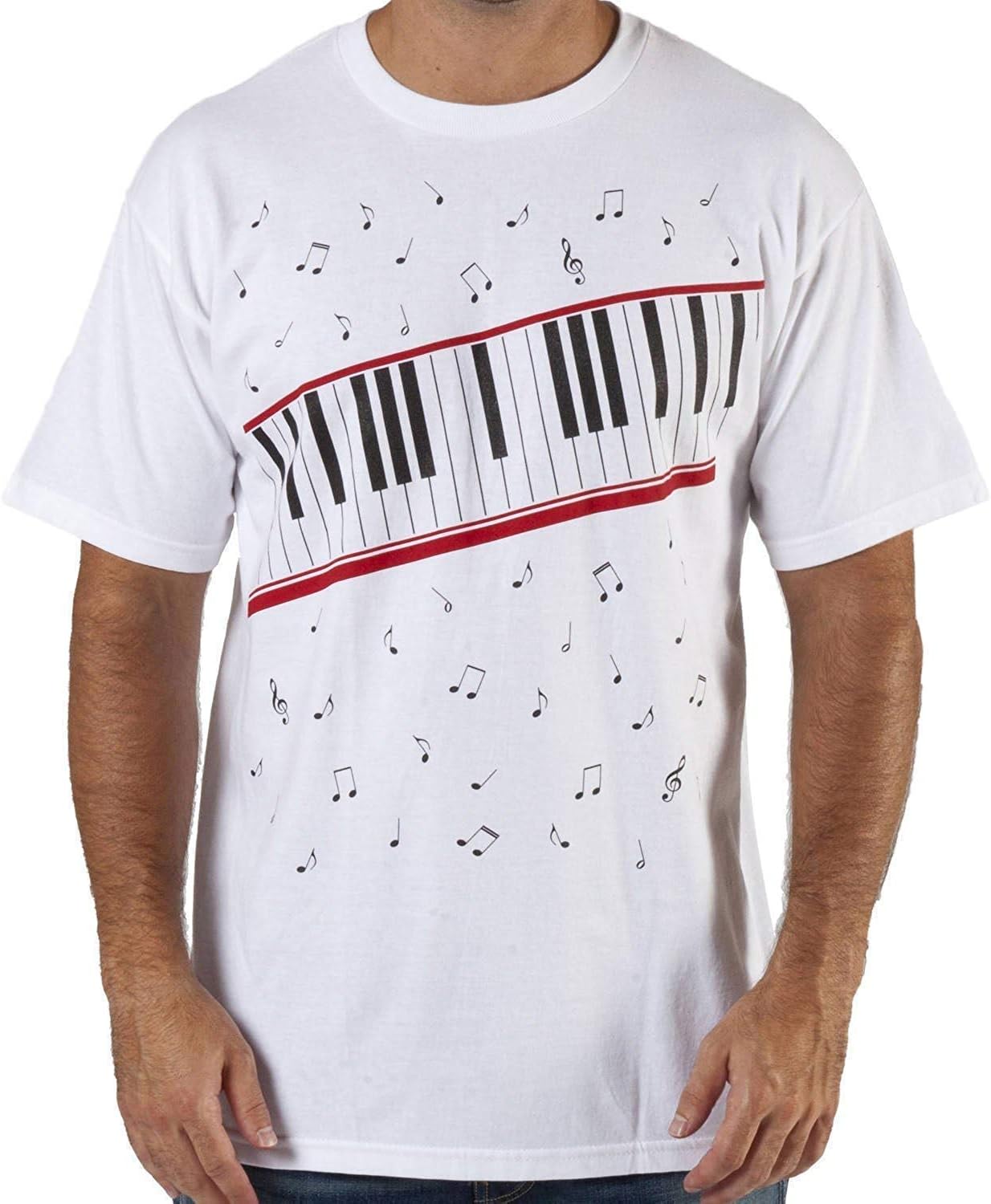 Xiami LeyuanMens Summer Short Sleeve Shirts Piano Pattern Peace Theme T-Shirts