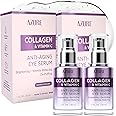 AZURE Collagen & Vitamin C Anti Aging Eye Serum - Toning, De-Puffing Serum - Reduces Wrinkles, Fine Lines & Dark Circles - Minimizes Fatigue - Skin Care Made in Korea - Pack of 2