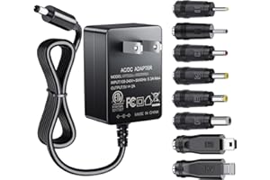 SoulBay 5V Power Supply AC100-240V to DC 5 Volt 2Amp Adapter Versatile Charger Cord 10W w/ 8 Tips, for USB Hub, TV Box, Table