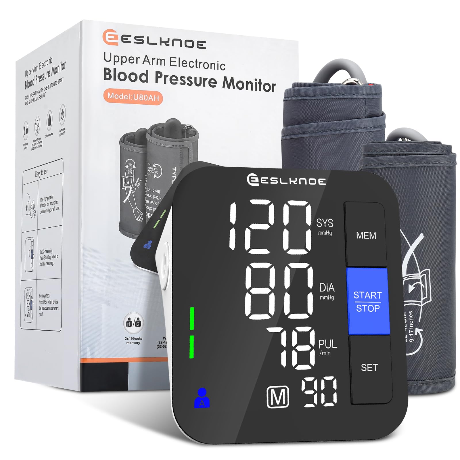 Blood Pressure Monitors for Home Use, 8-17'' & 12-21'' XL Cuff Blood Pressure Monitor, Upper Arm Blood Pressure Machine with 2×199 Sets & 6'' Large Backlit LED Display (2 Cuffs)