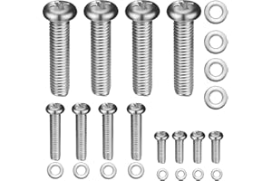 KUNHEHO Universal TV Mounting Hardware Kit M4 M6 M8 Stainless Steel Screws Washers for VESA Wall Mount TV and Monitor Bracket Fixing 24Pcs
