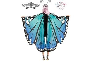 TONAK Butterfly Cape Costume Adult, Halloween Butterfly Wings Costume Women Colorful Festival Butterfl Wings Shawl Cape