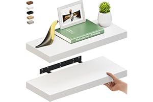 Ballucci Floating Shelves for Wall, 24" Wood Wall Shelf Set of 2, with Invisible Brackets for Bathroom, Living Room, Bedroom,